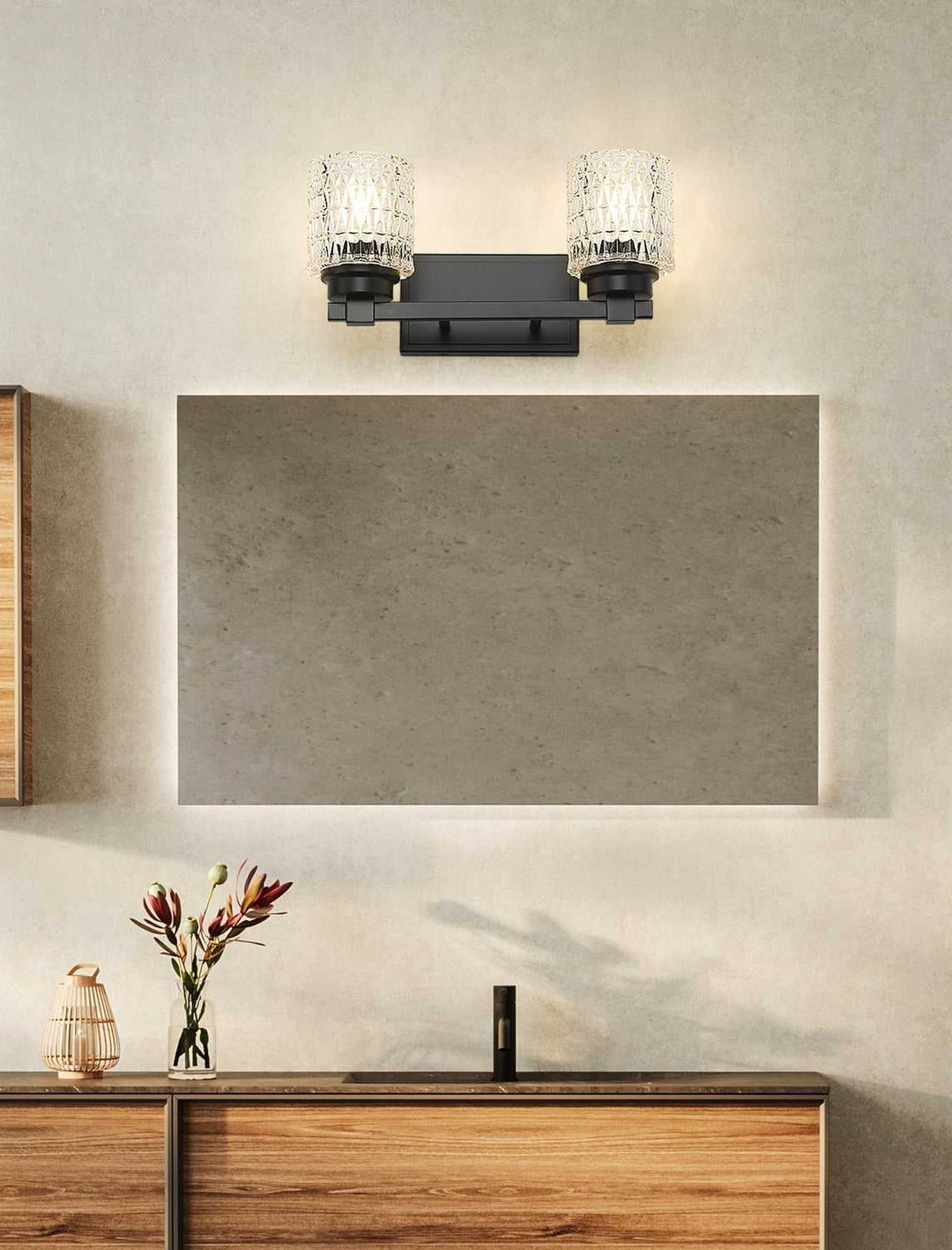 Jacqueline Two Light Vanity in Matte Black Z-Lite Canada
