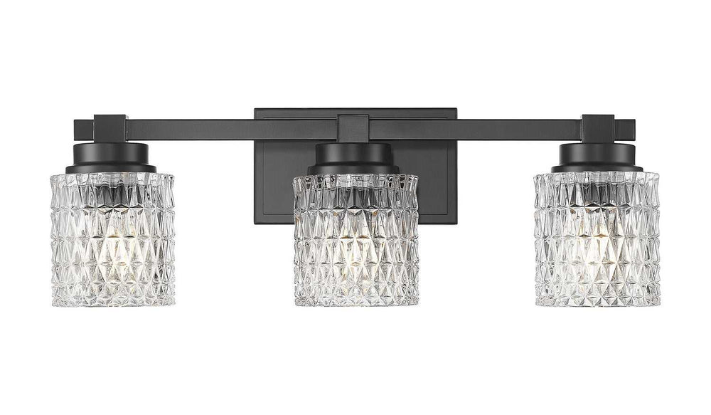 Jacqueline Three Light Vanity in Matte Black Z-Lite Canada