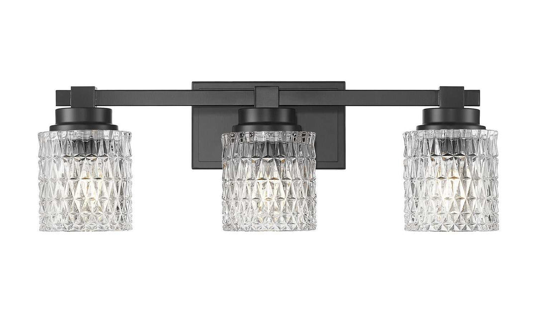 Jacqueline Three Light Vanity in Matte Black Z-Lite Canada