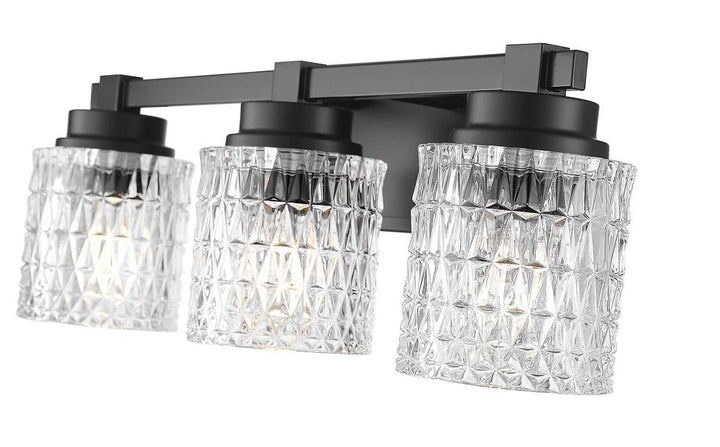 Jacqueline Three Light Vanity in Matte Black Z-Lite Canada