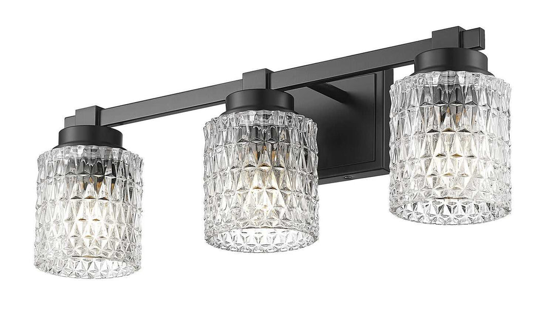 Jacqueline Three Light Vanity in Matte Black Z-Lite Canada