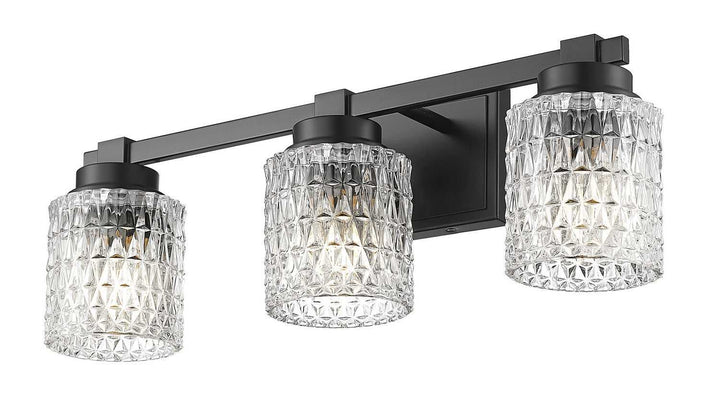 Jacqueline Three Light Vanity in Matte Black Z-Lite Canada
