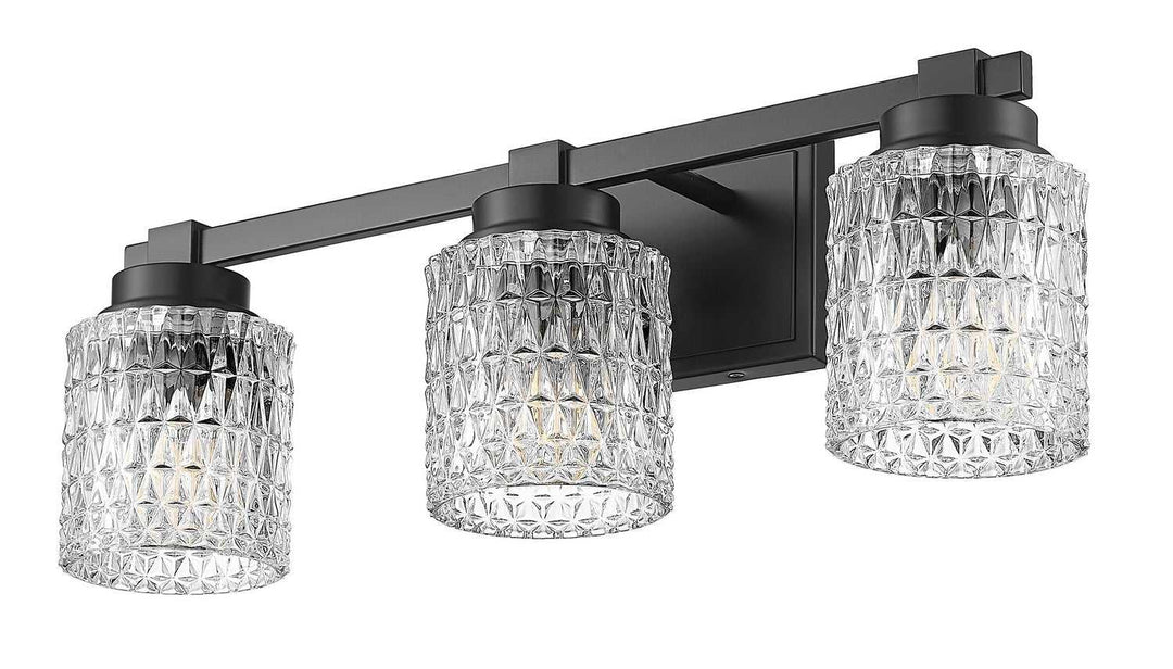 Jacqueline Three Light Vanity in Matte Black Z-Lite Canada