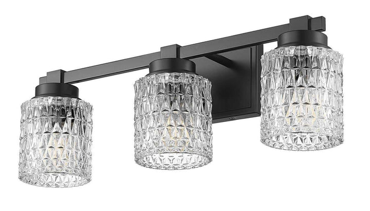 Jacqueline Three Light Vanity in Matte Black Z-Lite Canada