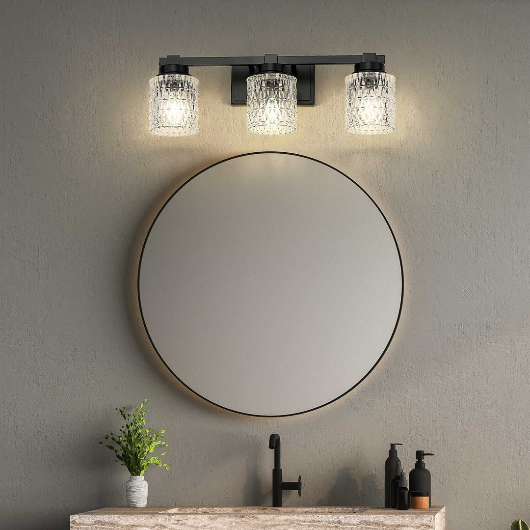 Jacqueline Three Light Vanity in Matte Black Z-Lite Canada