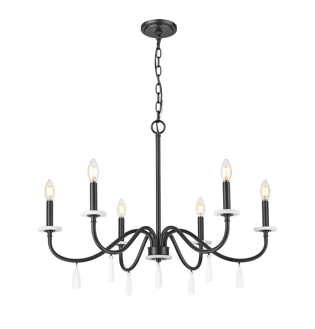 Toussant Six Light Chandelier in Matte Black Z-Lite Canada