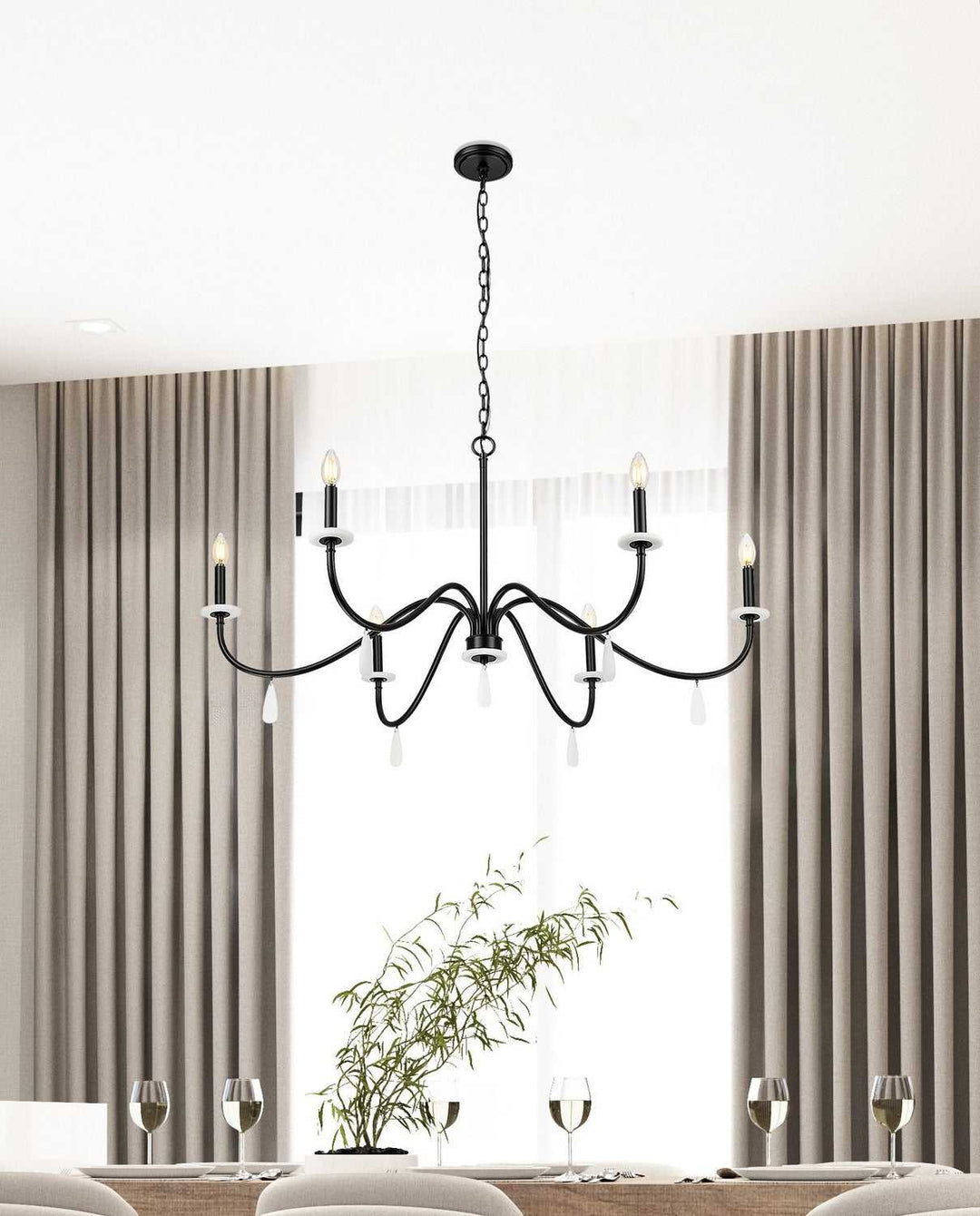 Toussant Six Light Chandelier in Matte Black Z-Lite Canada