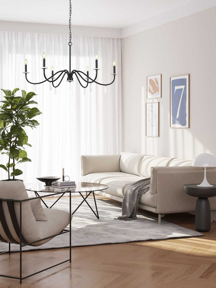 Toussant Six Light Chandelier in Matte Black Z-Lite Canada