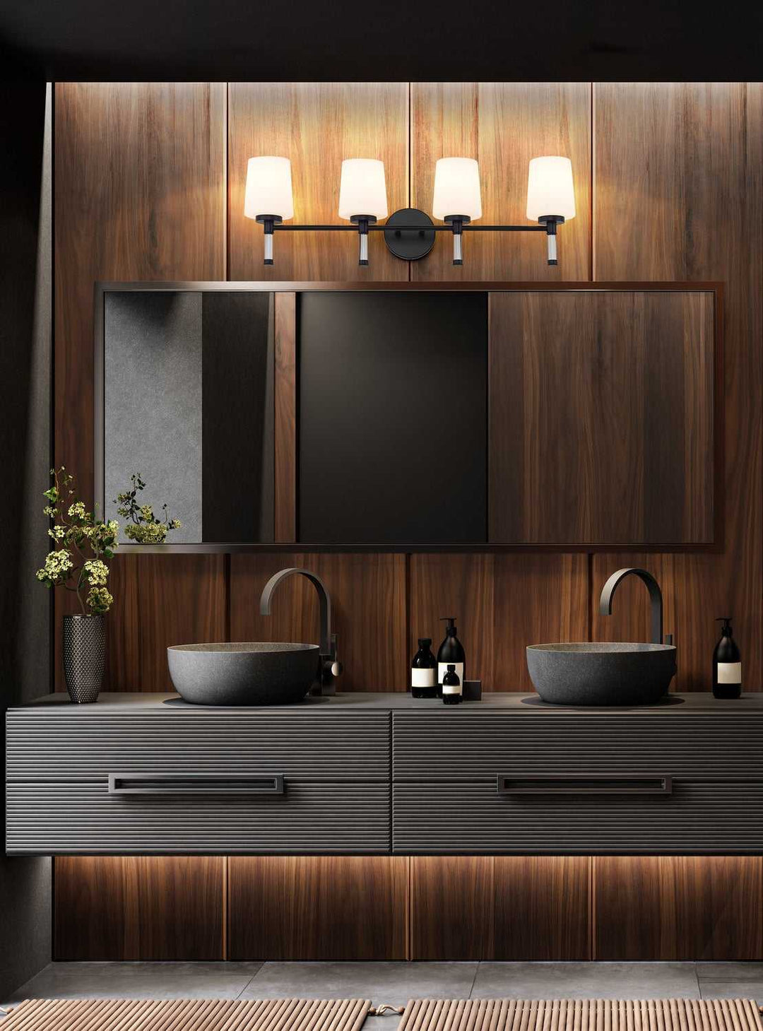 Henri Four Light Vanity in Matte Black Z-Lite Canada