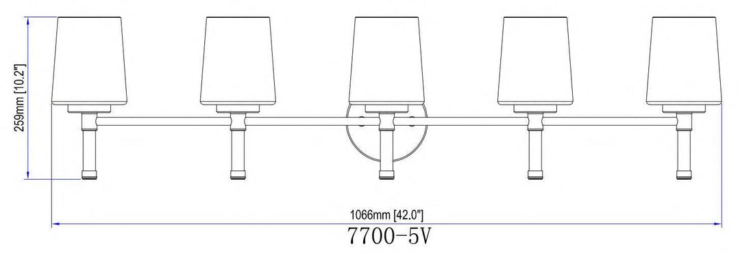 Henri Five Light Vanity in Modern Gold Z-Lite Canada