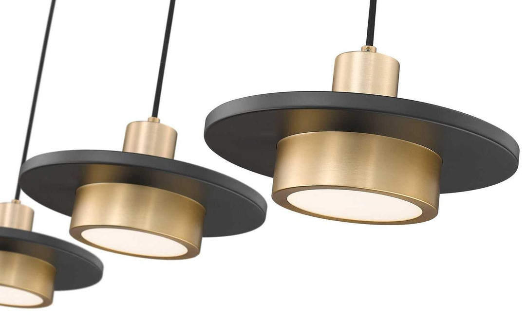 Ludo LED Linear Chandelier in Matte Black + Modern Gold Z-Lite Canada