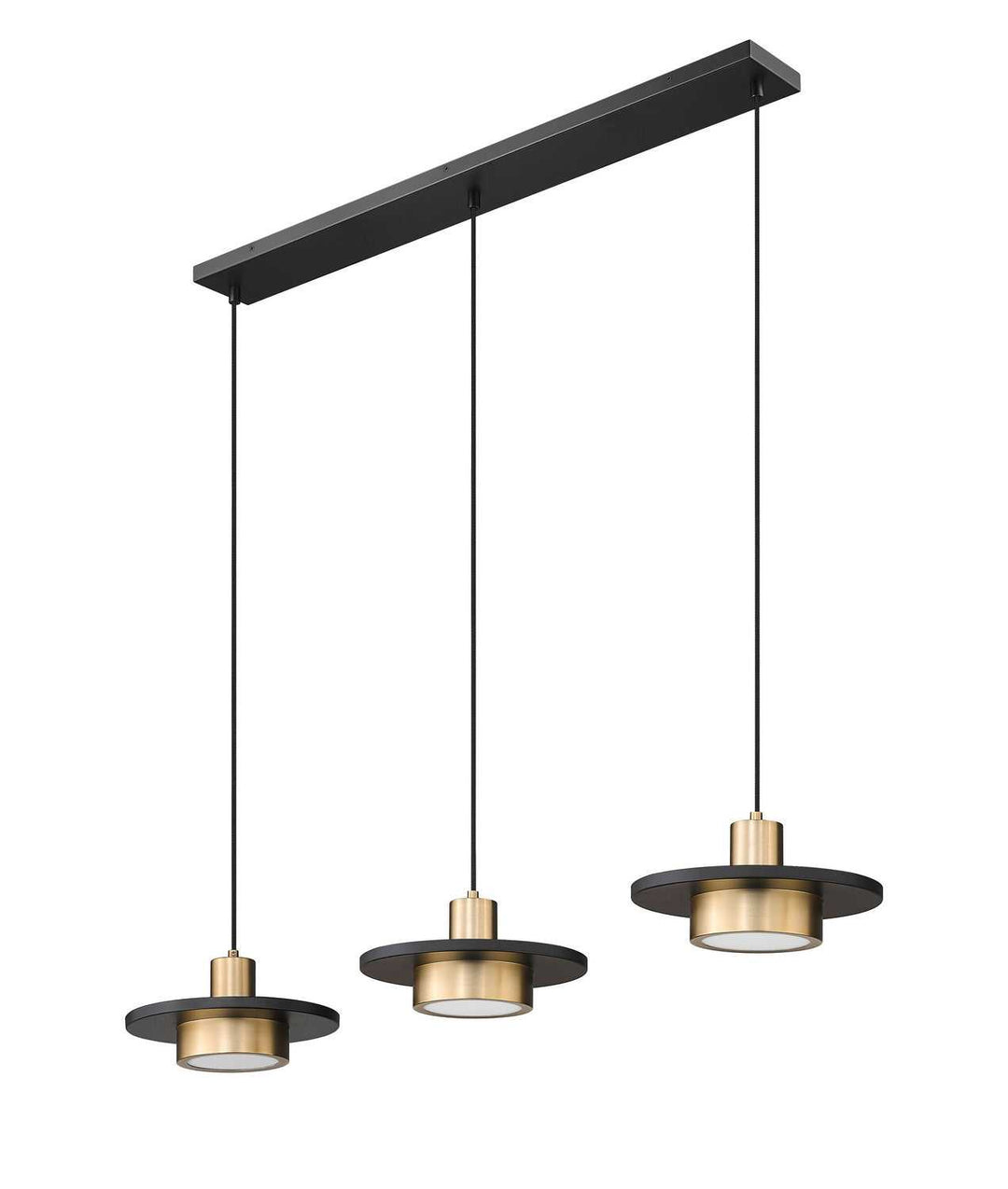 Ludo LED Linear Chandelier in Matte Black + Modern Gold Z-Lite Canada