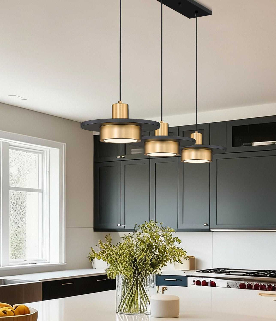 Ludo LED Linear Chandelier in Matte Black + Modern Gold Z-Lite Canada