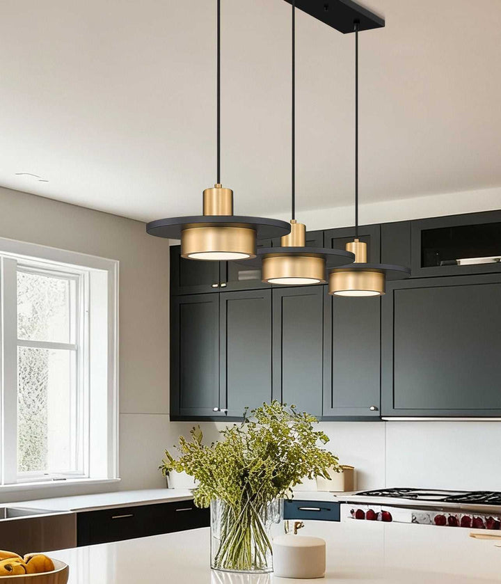Ludo LED Linear Chandelier in Matte Black + Modern Gold Z-Lite Canada