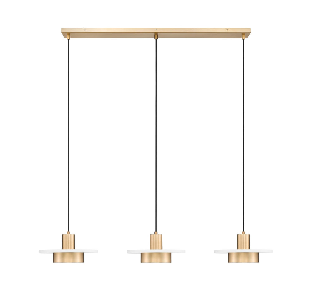 Ludo LED Linear Chandelier in Matte White + Modern Gold Z-Lite Canada