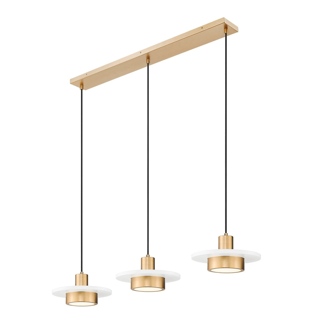 Ludo LED Linear Chandelier in Matte White + Modern Gold Z-Lite Canada