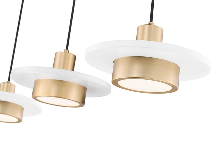 Ludo LED Linear Chandelier in Matte White + Modern Gold Z-Lite Canada