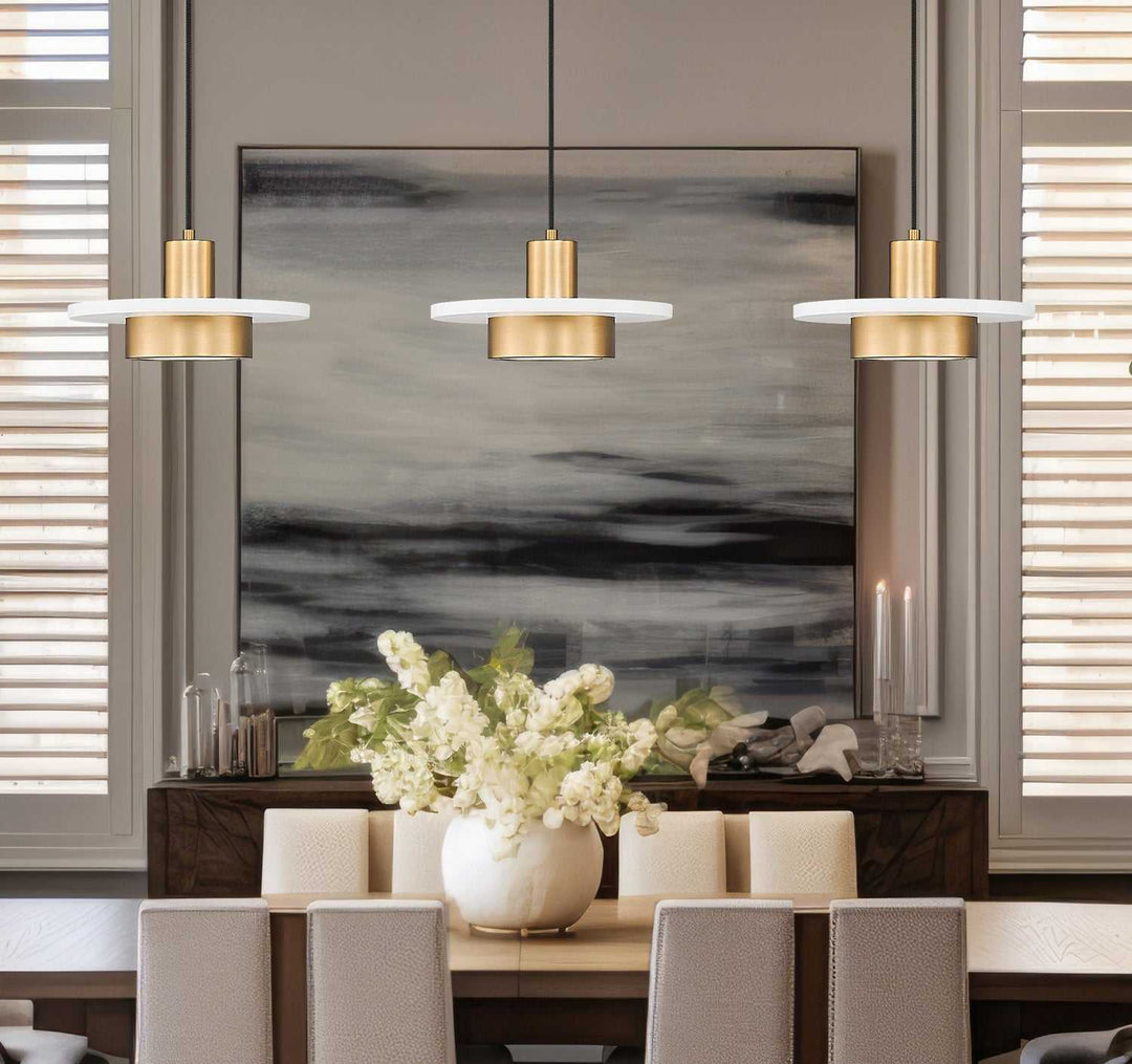 Ludo LED Linear Chandelier in Matte White + Modern Gold Z-Lite Canada