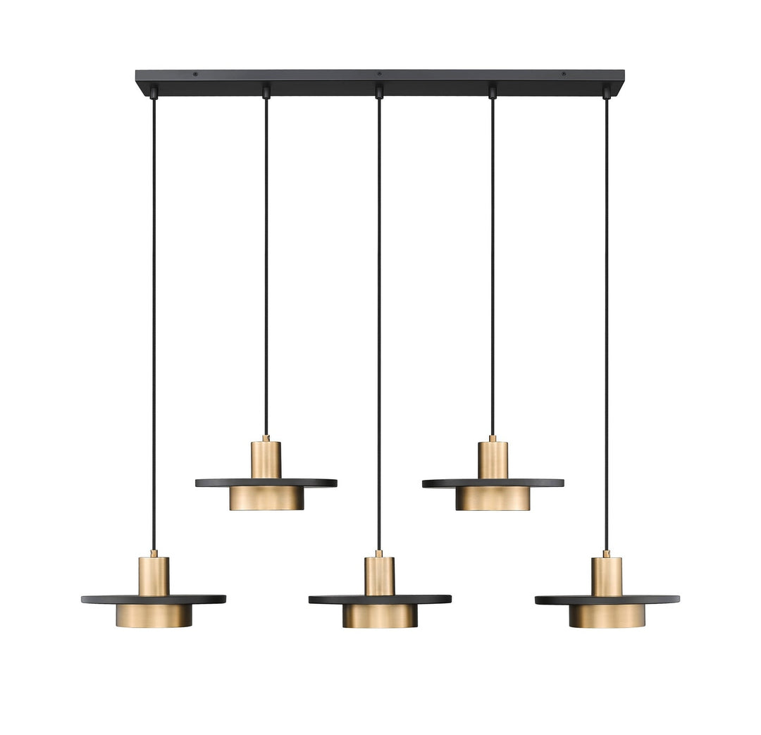 Ludo LED Linear Chandelier in Matte Black + Modern Gold Z-Lite Canada