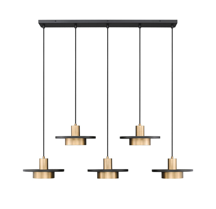 Ludo LED Linear Chandelier in Matte Black + Modern Gold Z-Lite Canada