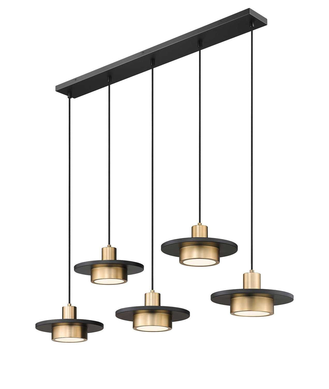 Ludo LED Linear Chandelier in Matte Black + Modern Gold Z-Lite Canada