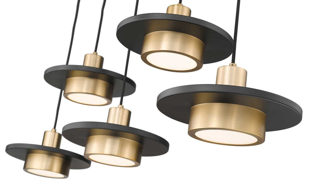 Ludo LED Linear Chandelier in Matte Black + Modern Gold Z-Lite Canada
