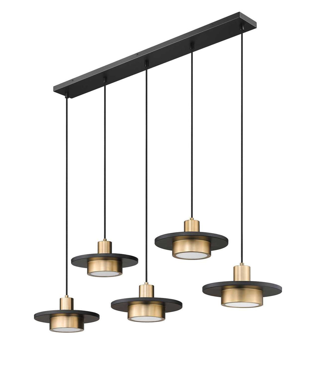 Ludo LED Linear Chandelier in Matte Black + Modern Gold Z-Lite Canada