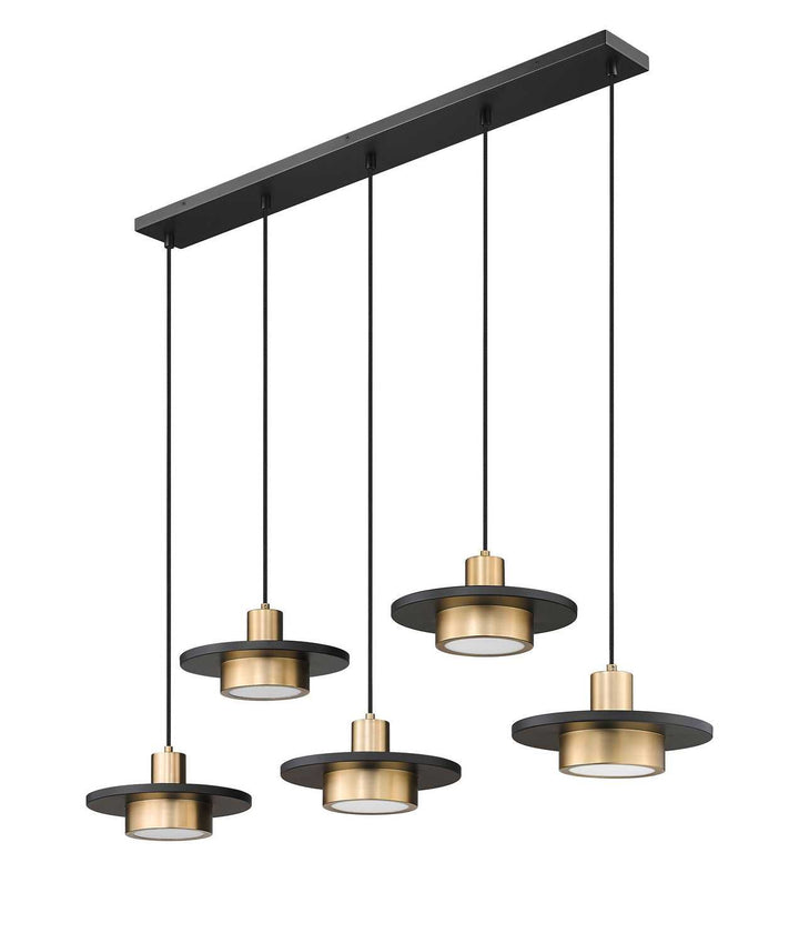 Ludo LED Linear Chandelier in Matte Black + Modern Gold Z-Lite Canada