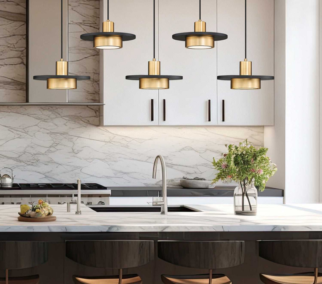 Ludo LED Linear Chandelier in Matte Black + Modern Gold Z-Lite Canada