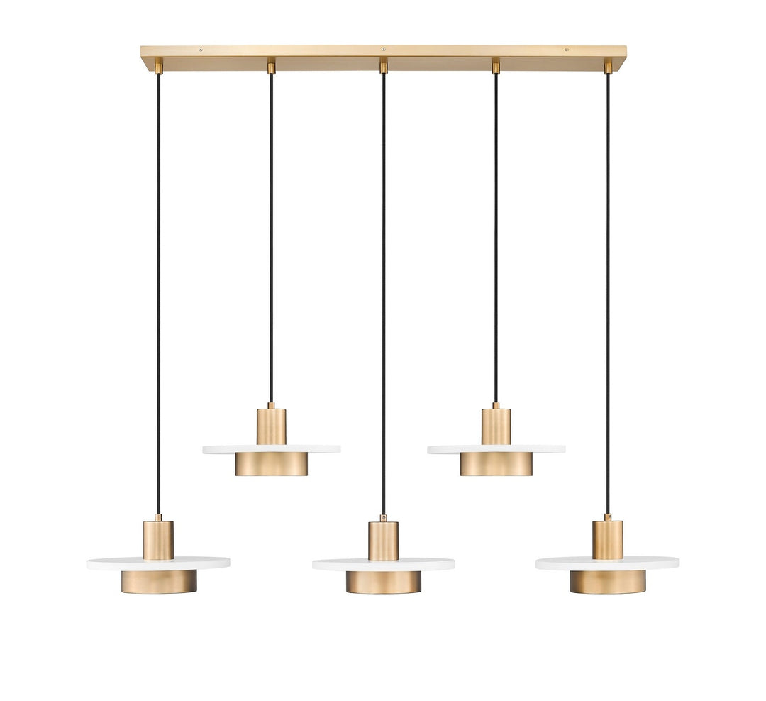 Ludo LED Linear Chandelier in Matte White + Modern Gold Z-Lite Canada