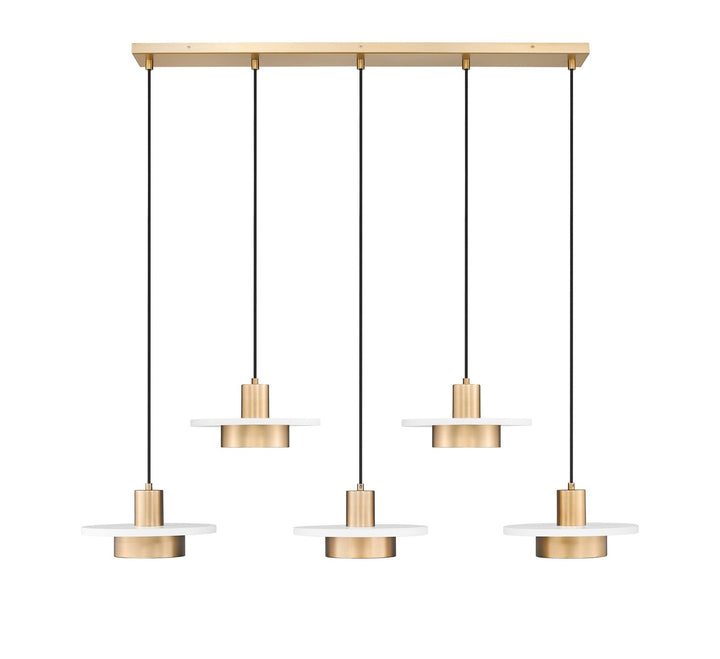 Ludo LED Linear Chandelier in Matte White + Modern Gold Z-Lite Canada