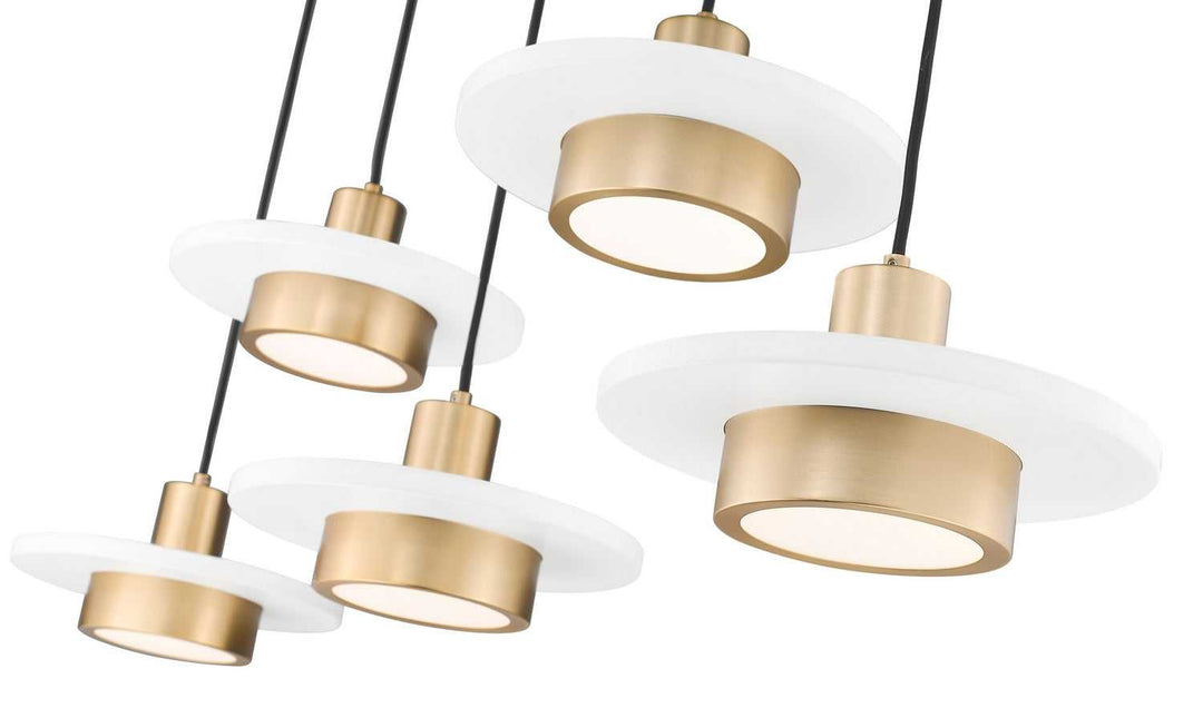 Ludo LED Linear Chandelier in Matte White + Modern Gold Z-Lite Canada