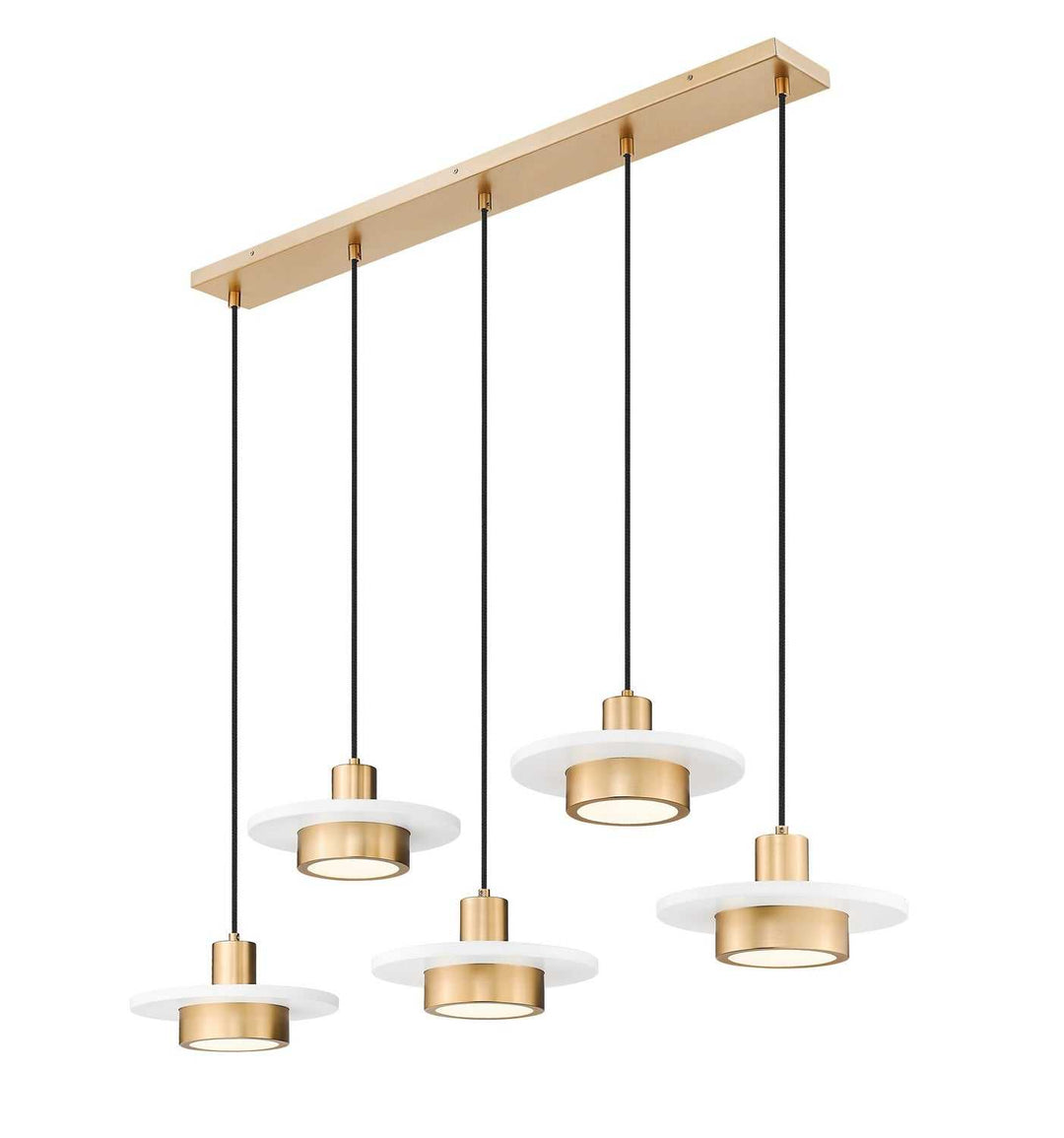 Ludo LED Linear Chandelier in Matte White + Modern Gold Z-Lite Canada