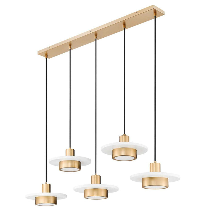 Ludo LED Linear Chandelier in Matte White + Modern Gold Z-Lite Canada