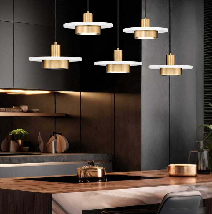 Ludo LED Linear Chandelier in Matte White + Modern Gold Z-Lite Canada