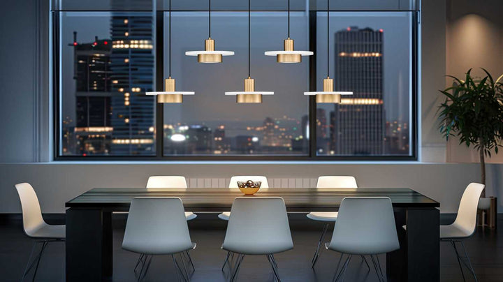 Ludo LED Linear Chandelier in Matte White + Modern Gold Z-Lite Canada