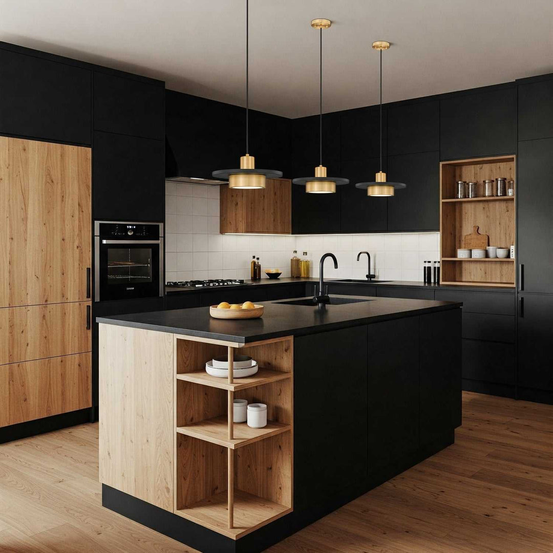Ludo LED Pendant in Matte Black + Modern Gold Z-Lite Canada