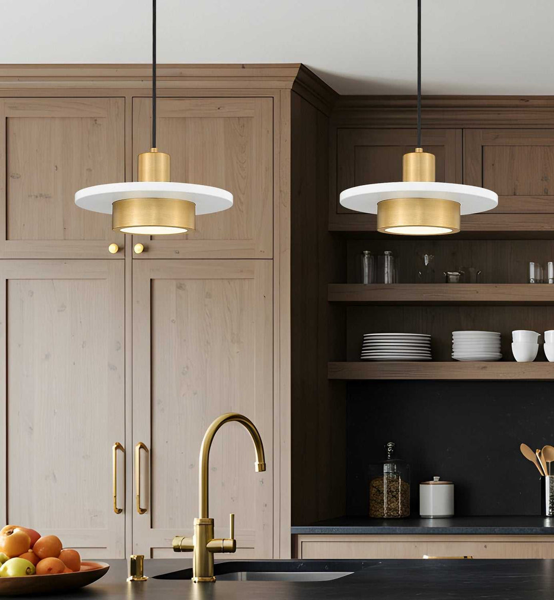 Ludo LED Pendant in Matte White + Modern Gold Z-Lite Canada