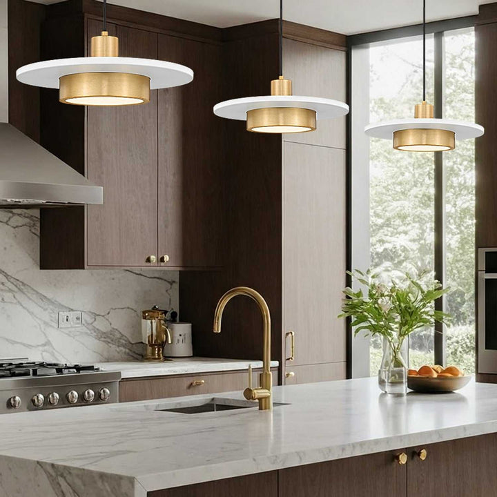 Ludo LED Pendant in Matte White + Modern Gold Z-Lite Canada