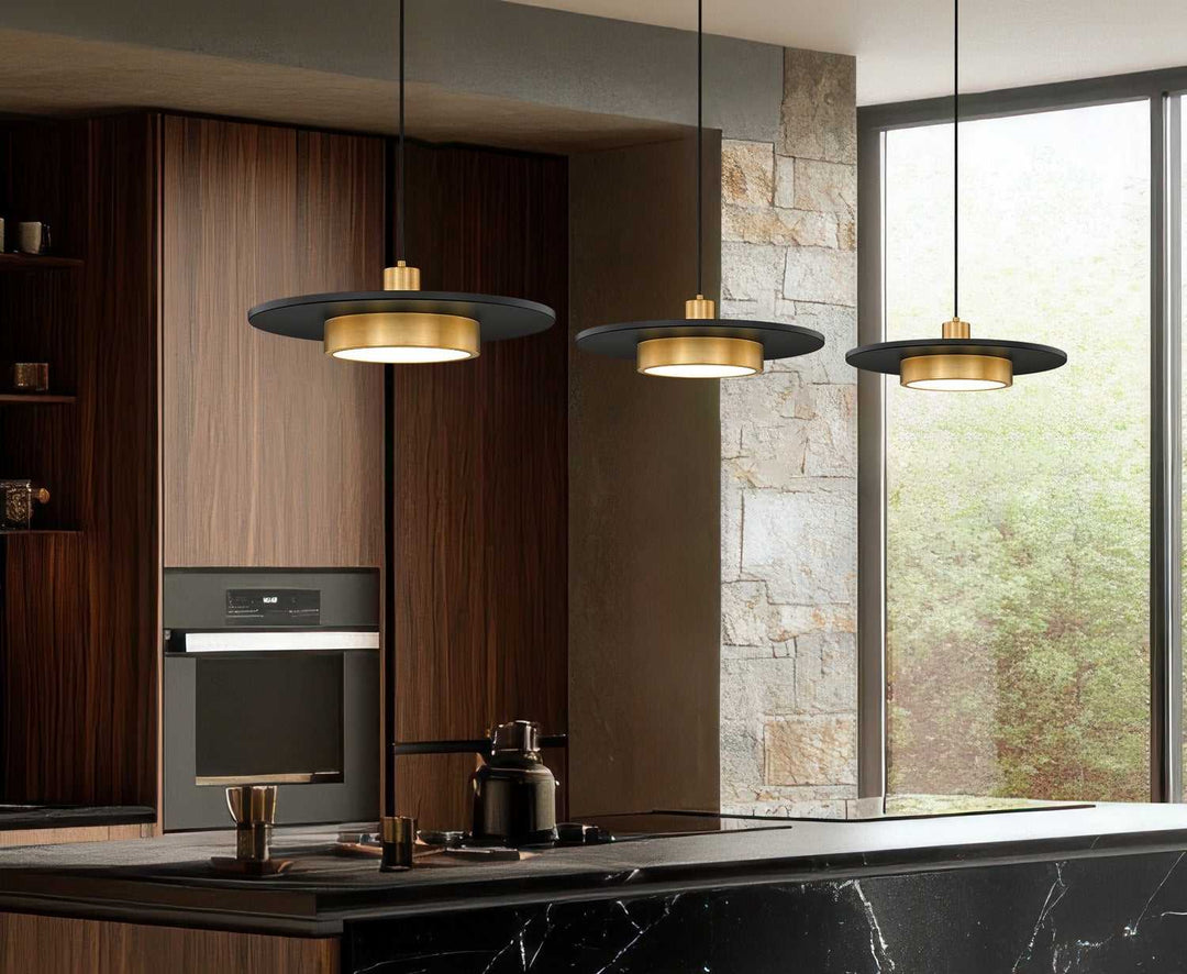 Ludo LED Pendant in Matte Black + Modern Gold Z-Lite Canada
