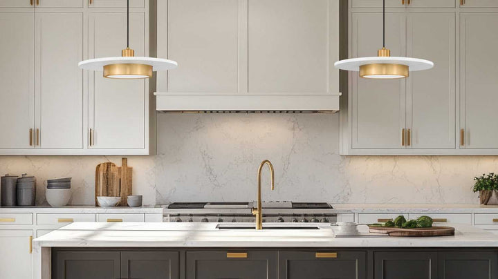 Ludo LED Pendant in Matte White + Modern Gold Z-Lite Canada