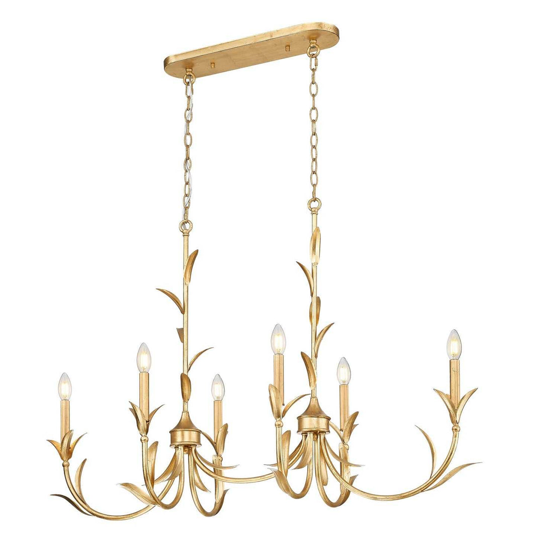 Aslin Six Light Linear Chandelier in Gold Leaf Z-Lite Canada
