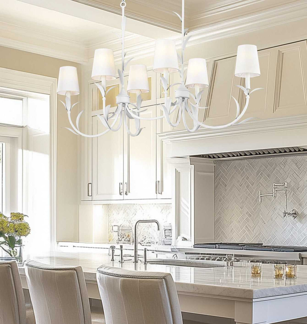 Aslin Six Light Linear Chandelier in Textured White Z-Lite Canada