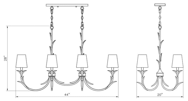 Aslin Six Light Linear Chandelier in Textured White Z-Lite Canada