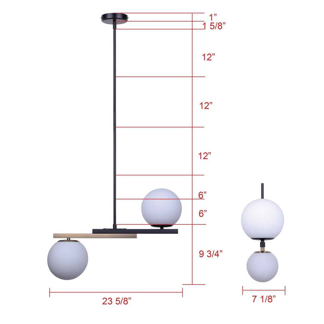 Lumi Two Light Pendant in Matte Black Canarm Canada