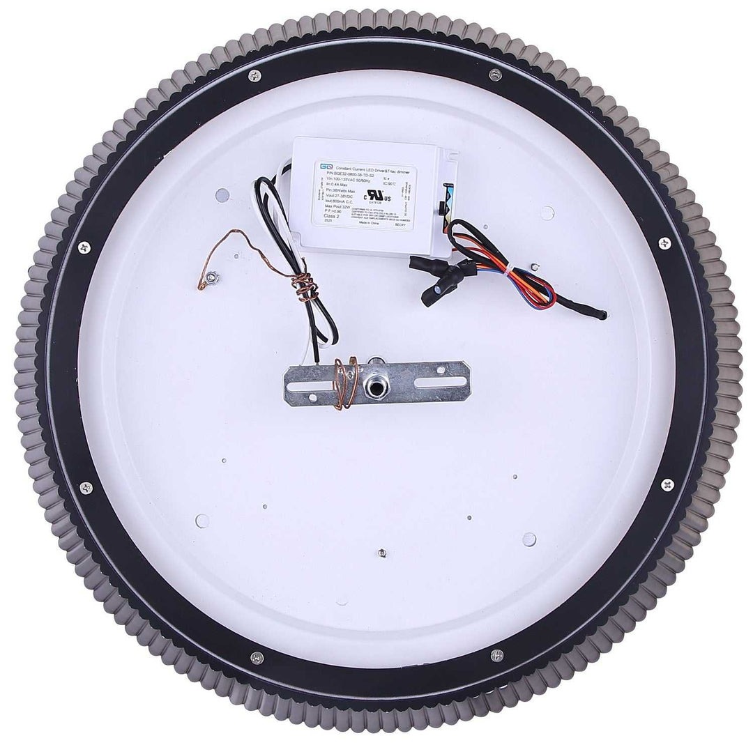 Mira LED Flush Mount in Matte Black & Faux Wood Canarm Canada
