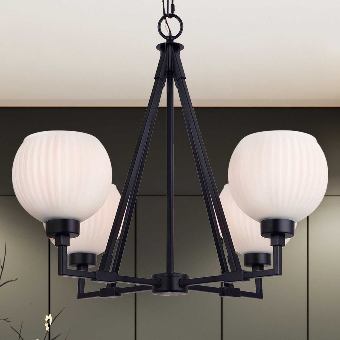 Nella Four Light Chandelier in Matte Black Canarm Canada