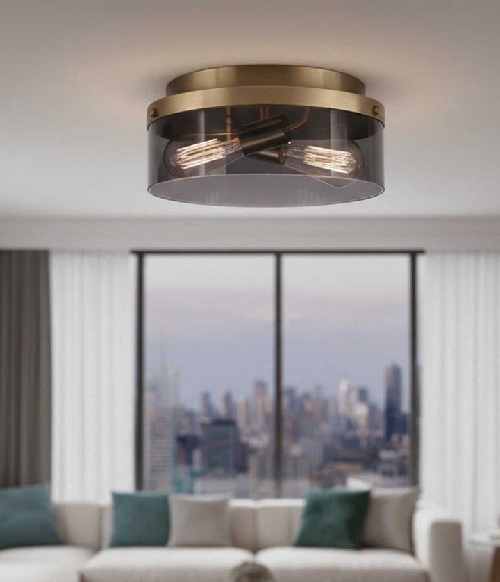 Nina Two Light Flush Mount in Gold Canarm Canada
