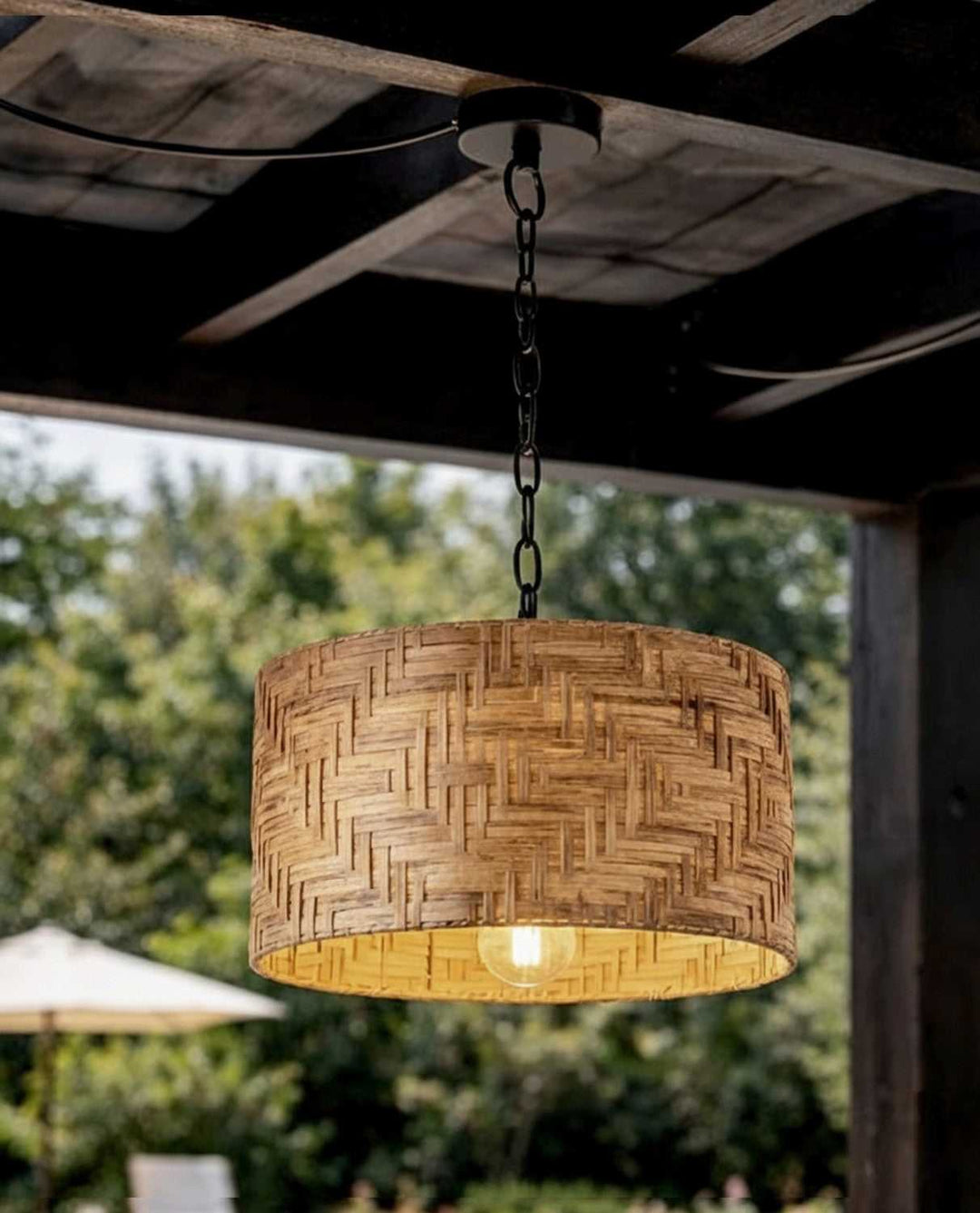 Ruppia One Light Pendant in Natural + Black Canarm Canada
