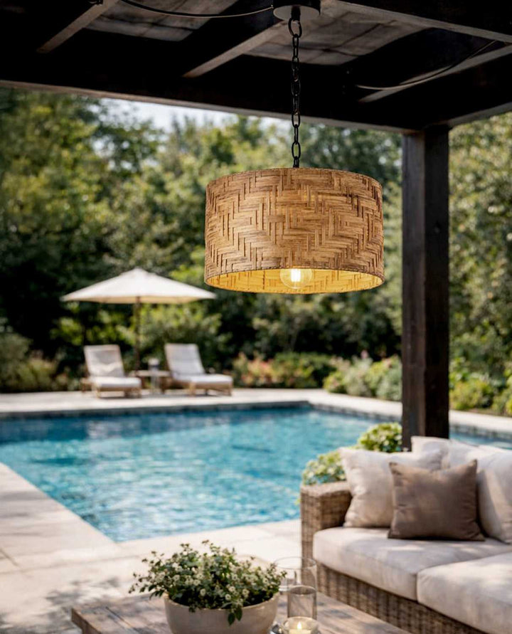 Ruppia One Light Pendant in Natural + Black Canarm Canada